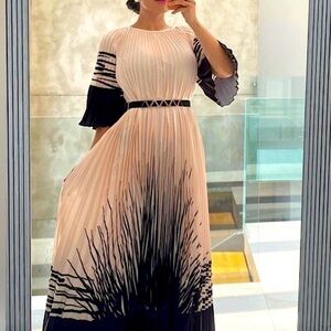 Raye Pleated Dress With Belt one sz NWT